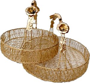 Round Metal Mesh Wire <b>Hamper</b> Basket Rose Gold Decorative Shagun Tray for Fruits Sweets <b>Gifts</b> <b>Wedding</b> Return <b>Gift</b> - Product Image 5