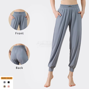 Pantalon de yoga taille haute à motif écossais effet glaçon, double poche latérale, sans couture, grandes tailles, services OEM en gros - Product Image 1