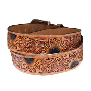 New Arrival Hot Sale men's fashion western <b>leather</b> <b>tooling</b> <b>belt</b> and accessories hand carved floral engraved <b>tooled</b> <b>leather</b> <b>belt</b> - Product Image 5