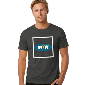 T-shirt orange pour homme avec logo MTN sur le devant, manches courtes, col rond, imprimé, en coton tricoté, coupe ample, anti-plis - Product Image 4