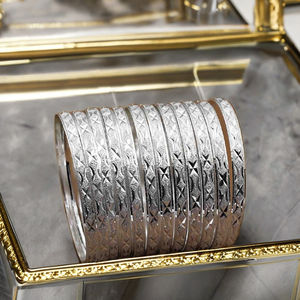 Wholesale Silver Plated Brass Bangles-Customized Size 12 Piece Set Women's Party Traditional <b>Fashion</b> Bangles - Product Image 4