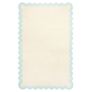 Alfombra de Lana de Nueva Zelanda Hecha a Mano, Diseño Geométrico Verde Oliva y Blanco de Mediados de Siglo, Alfombra Artesanal para Sala de Estar - Product Image 3