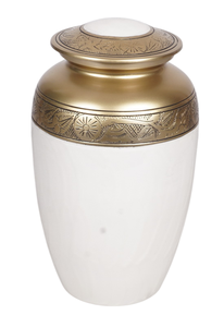 Urna Funeraria Clásica Americana de Aluminio Blanco Dorado, Acabado Natural, Capacidad de 220 Pulgadas Cúbicas, Decoración Funeraria para Interiores - Mejor Precio - Product Image 2