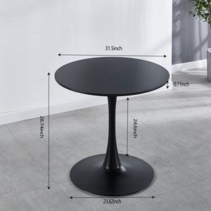 Tavolo Tulip Mid-Century da 80 cm con Piano in MDF, Tavolo da Pranzo a Piedistallo per 2-4 Persone, Facile Accesso per il Servizio - Product Image 2