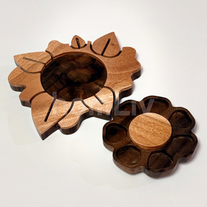 OEM Natural Eco Friendly Teak Wood Flower <b>Coaster</b> <b>Set</b> Sustainable Food Safe No Paint and Varnish Halal Customized Cup Mat Holder - Product Image 5