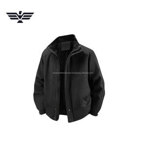 Men's Classic Solid Pattern Fleece-Lined Utility Jacket Embroidered Stand <b>Covered</b> <b>Button</b> Front Breathable Warm Winter Outdoor - Product Image 3