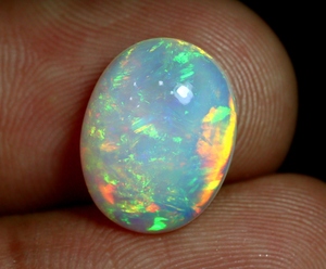 Opale d'Éthiopie véritable en cabochon, pierre précieuse naturelle avec jeu de couleurs pour la création de bijoux - Product Image 4