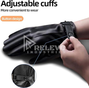 Gants en cuir, design thermique, respirants, séchage rapide, doublure en laine pour utilisation avec écran tactile, unisexe, adultes, toutes saisons, moto/conduite - Product Image 3