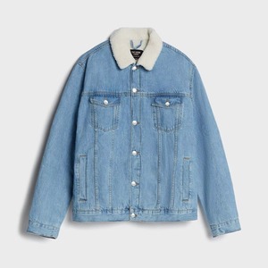 <b>Men's</b> <b>Light</b> Blue Regular Fit Denim <b>Jacket</b> with White Sherpa Collar Button Up Trucker Style Jean <b>Jacket</b> OEM Wholesale - Product Image 2
