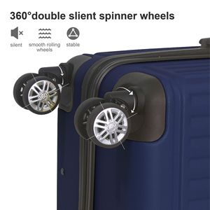 Set Valigie Premium Blu in ABS a 3 Pezzi - Valigie da 20", 24", 28" con Manico Multi-Posizione, Ruote Silenziose Girevoli, Approvato TSA - Product Image 5