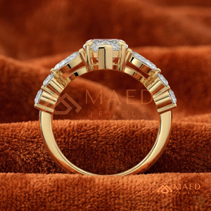 <b>Custom</b> 14K 18K Real Gold Marquise Shape Diamond <b>Ring</b> Multi-Stone Lab Grown Diamond Engagement <b>Ring</b> Unique Botanical Bridal <b>ring</b> - Product Image 3