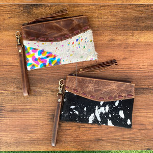 Bolsa de borla con cremallera de cuero de vaca para mujer, pelo de alta calidad en cuero genuino metálico, tarjetero, carteras de viaje - Product Image 4