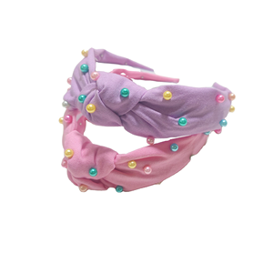 Serre-tête en lin de printemps avec perles, serre-tête en lin personnalisé brodé de sequins pour accessoires capillaires pour enfants - Product Image 4