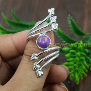 Bague en argent sterling 925 avec turquoise cuivrée naturelle, motif feuille et branche, faite à la main, pour femme, style bohème, bijou fantaisie unisexe - Product Image 3