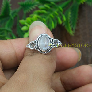 Natural Blue Moonstone <b>Ring</b> 925 Sterling <b>Silver</b> Handmade Vintage Rope Bezel <b>Statement</b> <b>Ring</b> for Women Boho Gemstone Jewelry her - Product Image 3
