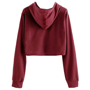 Customized High Quality Cotton Cropped Hoodie for Women Light Knitted <b>Winter</b> Season Hooded Crop <b>Top</b> - Product Image 2