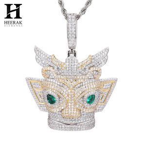 Custom Hip Hop Jewellery Iced Out <b>Mask</b> Pendant Two Tone Gold Dragon <b>Mask</b> Green Emerald <b>Eyes</b> Charm Necklace for Men - Product Image 6