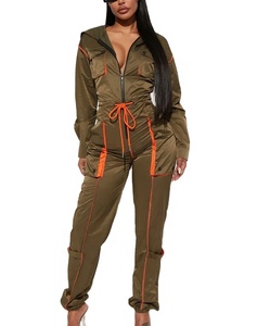 Custom Street Wear Zipper Women <b>Summer</b> Nylon Crop Top Jacket Pants <b>Hoodie</b> And Jogger Set Two Pieces Street Wear Women Tracksuit - Product Image 1