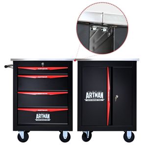 Carrello Portautensili in Metallo a 4 Cassetti con Ruote, Carrello Multifunzionale per Garage, Officina, Magazzino, Laboratorio di Riparazioni - Product Image 6