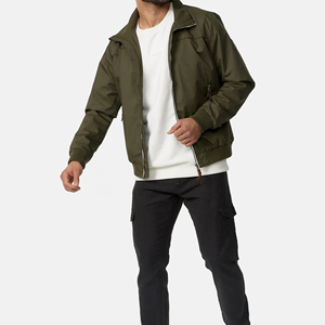 Chaqueta Bomber Acolchada para Hombre, Color Verde Oliva, Cierre de Cremallera, Informal, Resistente al Viento, de Poliéster, para Otoño - Product Image 1