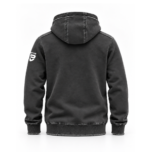 Felpa con Cappuccio Nera Vintage Premium Lavata, Personalizzabile con Logo, Oversize Stile Streetwear con Finitura Effetto Usurato - Product Image 3