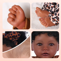 Poupée réaliste en vinyle souple Babeside Reborn Baby Daisy, 20 pouces, petite fille afro-américaine, cheveux bouclés noirs