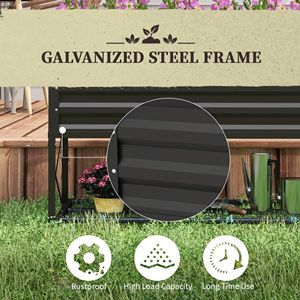 Fioriera Rialzata Nera Zincata con Ripiano, Cesto Sospeso per Giardinaggio Esterno, Accessorio con Rivestimento Incluso - Product Image 6