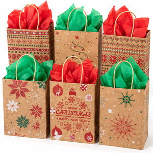 Custom Christmas Kraft Paper <b>Gift</b> <b>Bags</b> with Handles Printed Holiday Shopping <b>Bags</b> for Retail Packaging Wholesale - Product Image 6
