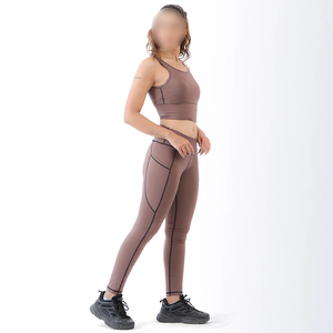 Conjunto Deportivo de Alta Calidad para Mujer, Brasier Sin Costuras y Leggings, Conjunto de Yoga de 2 Piezas, Brasier Push-Up y Leggings con Control de Abdomen - Product Image 1