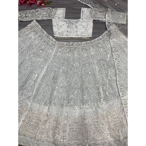 Heera <b>Creation</b> Designer <b>Beautiful</b> White Lehenga Choli for Weddings Featuring Stunning Thread Embroidery Work - Product Image 1