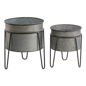 Maceta Moderna de Metal Dorado Martillado con Soporte de Metal Negro, Juego de Macetas Decorativas para Interiores - Product Image 6