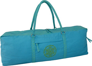 Bolsa para Esterilla de Yoga de Lona de Algodón con Estampado Floral Verde, Cierre de Cremallera y Bolsillo Frontal - Product Image 2