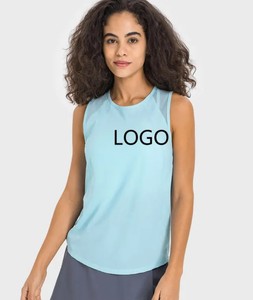 Débardeur de sport d'été personnalisé avec logo, 100 % coton, séchage rapide, respirant, dos évidé, décontracté, pour la course et le tennis (style Lulu) - Product Image 1