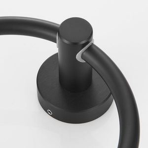 Anello Portasciugamani da Bagno Nero Opaco, Moderno Portasciugamani Rotondo in Ottone, Alluminio Spesso per Hotel e Bagno - Product Image 5