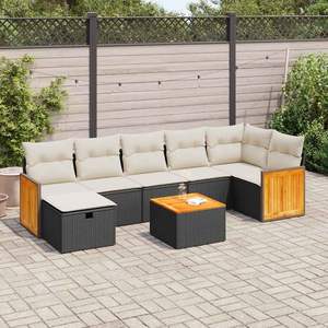 Conjunto de Sofás Grandes para Jardín en Ratán Sintético Negro, Colección de Muebles Elegantes para Exteriores - Product Image 1
