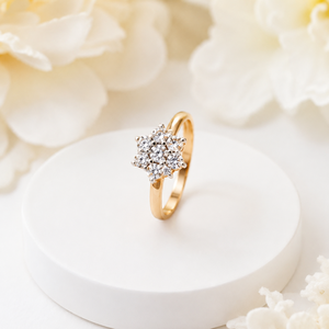 Exclusive 14K <b>Gold</b> Flower Cluster <b>Ring</b> Women Sparkling CZ Stone Bridal Jewelry B2B Wholesale Buyer - Product Image 2