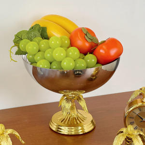 Luxury Silver Pedestal Fruit Bowl With Gold Palm <b>Tree</b> <b>Stand</b> Elegant Metal Footed Compote Centerpiece Tropical Decor - Product Image 1