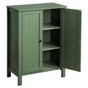 Mobile da Bagno a Doppia Anta in MDF Verde Foresta 60*30*80cm Verniciato con Strisce Verticali - Product Image 5