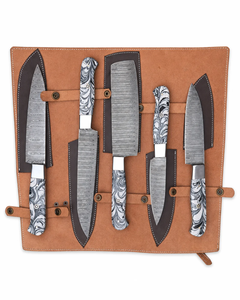 Coffret de 5 couteaux de chef LEGACY BLADES, acier Damas 67 couches, faits main, durables, tranchants, ambidextres, manche en résine professionnelle - Product Image 2