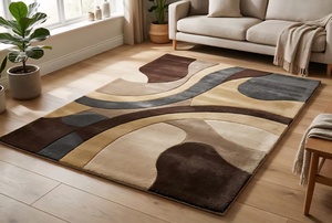 พรมขนสัตว์ทอมือสุดหรูสำหรับห้องนั่งเล่น ออกแบบเองได้ พรมขนสัตว์ทอมือลายนามธรรมทันสมัย พรมขนสัตว์ทอมือคุณภาพพรีเมียม - Product Image 4