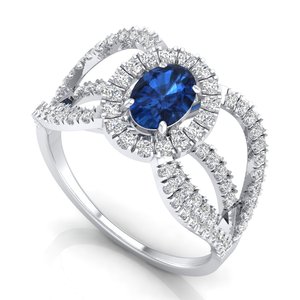 Anillos de compromiso REYES GRA de plata de ley 925 con moissanita VVS para mujer, 0.75 quilates, gema de zafiro azul, joyería fina - Product Image 2