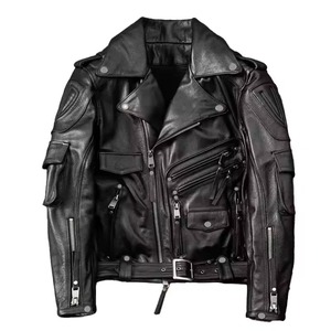 Chaqueta de Motociclista para Hombre Crown Gate International, Talla Grande, de Piel de Oveja, Impermeable, Corte Ajustado, Cuello Alto, Cierre de Cremallera, Color Negro - Product Image 4