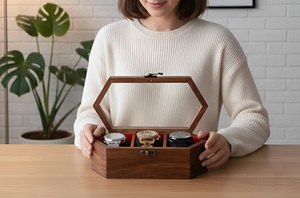 Wooden Watch Box for Men and Women Timepiece Storage Jewelry Organizer Watch <b>Display</b> <b>Case</b> 3 Slot Capacity - Product Image 5