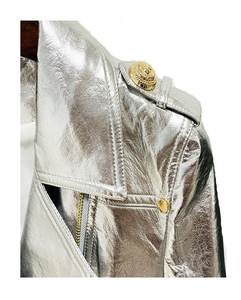 <b>Women's</b> Genuine <b>Leather</b> <b>Moto</b> <b>Jacket</b> Full Sleeve Zipper Closure Stand Collar Autumn Style - Product Image 4