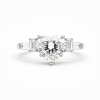 Bague de fiançailles en or massif 10K 14K 18K avec cinq diamants de laboratoire en forme de cœur, alliance Art Déco, cadeau d'amour