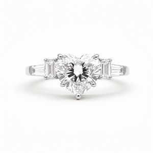 Bague de fiançailles en or massif 10K 14K 18K avec cinq diamants de laboratoire en forme de cœur, alliance Art Déco, cadeau d'amour - Product Image 4