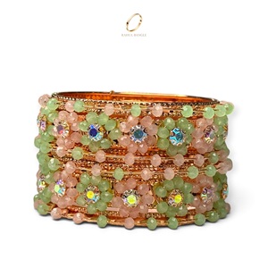 Handmade Beaded Flower Design <b>Crystal</b> Zircon Stone Bangles Rose Gold Plated <b>Bracelet</b> Collection Wedding Festive Wholesale - Product Image 4
