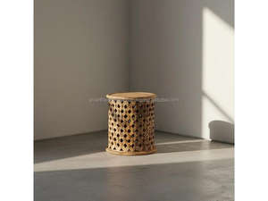 Juego de 2 mesas de centro modernas talladas a mano con diseño Jali, mesas auxiliares de madera de mango, mesas decorativas - Product Image 2