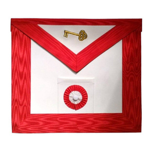 Tablier maçonnique du 7e degré du Rite écossais, Provost et Juge, blanc, rouge, moiré, broderie clé dorée, Régalia maçonnique - Product Image 1