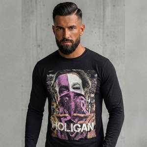 เสื้อยืดแขนยาวผู้ชายคุณภาพดีที่สุด แบบเรียบ สีพื้น ลายเรียบ ออกแบบโลโก้ได้ตามสั่ง เสื้อยืดผู้ชายระบายอากาศได้ดี แขนยาวเต็มตัว - Product Image 6